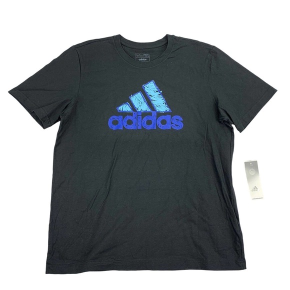 Adidas Mens Sketch Logo Crewneck Short Sleeve T-Shirt Black L - Picture 1 of 4